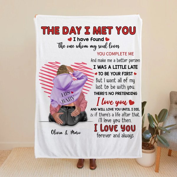 Manta personalizada I Love You My Soul Lover con línea de corazón y nombres regalo de aniversario o San Valentín para pareja