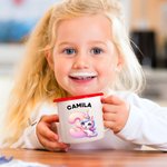 Taza esmaltada con nombre personalizada Fantasía Unicornio Dinosaurio Dibujos animados Número 12oz Día del niño Vuelta al cole Regalo para niños Niñas
