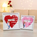 Personalized Cartoon Couple Hugging Love Rose Paper Flower Shadow Box Frame with Name Valentine's Day Anniversary Gift for Couple