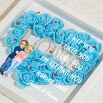 Personalized Cartoon Couple Hugging Love Rose Paper Flower Shadow Box Frame with Name Valentine's Day Anniversary Gift for Couple