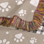 Personalisierte Multicolor Paw Prints Hund Katze Fotos Fransen weiche Decke mit Namen Home Decor Memorial Sympathie Haustier Verlust Geschenk für Tierliebhaber