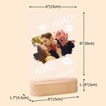 Veilleuse LED personnalisée XOXO Lips Photo Nom avec base en bois Décoration de la maison Cadeau d'anniversaire de la Saint-Valentin pour couple
