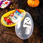 Personalized Halloween Cute Ghost Bat Egg Shape Candy Container with Name Halloween Trick or Treat Party Gift for Kids Children