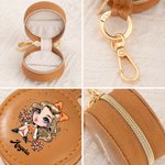 Personalizado de dibujos animados Cheerleading Girl Portátil de cuero Nombre Anillo Titular Joyero Funda con llavero Accesorios de viaje Regalo de cumpleaños para las mujeres