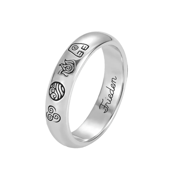 Personalisierter 4 Elemente Ring mit Innengravur Avatar – Der Herr der Elemente Wasser Erde Feuer Luft Geschenk für Avatar-Fans