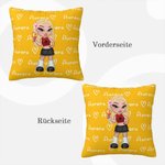 Personalisierter Kissenbezug mit Y2K Modischer Cartoon-Mädchen-Figur Namen Herzen Haus Deko Geburtstag Weihnachten Freundschaft Geschenk für Damen
