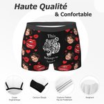 Caleçon Multicolore Personnalisé avec Photo de Visage et Nom Cadeau Anniversaire St-Valentin pour Homme Mari Petit Ami