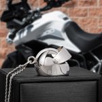 Personalized Monogram Motorcycle Helmet Necklace with Engraved Name and Box Birthday Father's Day Valentine's Day Gift for Men
