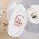 Personalisiertes Weiches Niedliches Tier 100% Baumwolle Schlafsack und Knotenmütze Set mit Initiale Namen Babyparty Taufe Geschenk für Neugeborene