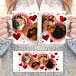 Personalized Glitter Love Heart Couple 4 Photos Collage Ceramic Mug with Handle Valentine's Day Anniversary Gift for Couple