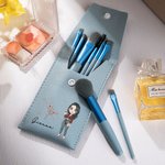 Personalisierte Sternzeichen Geburt Blume Cartoon Charakter Name Makeup Pinsel Tasche mit 8 Stück Makeup Pinsel Geburtstag Geschenk für Frauen