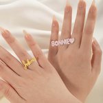 Personalisierte zierliche 3D Bubble Name Ring Multicolor verfügbar Frau Schmuck Geburtstag Jahrestag Valentinstag Geschenk für Sie