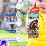 Bouteille d'Eau 350ml Personnalisée avec Nom Bouteille Isotherme à Peinture Cheval avec Paille en Silicone Cadeau Rentrée Scolaire pour Enfant