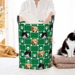 Cesta de almacenaje de gran capacidad con asa personalizada con la huella de la pata de la mascota 1-5 Avatares de mascotas Regalo de inauguración de la casa para los amantes de los perros y los gatos