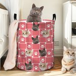 Cesta de almacenaje de gran capacidad con asa personalizada con la huella de la pata de la mascota 1-5 Avatares de mascotas Regalo de inauguración de la casa para los amantes de los perros y los gatos