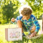 Personalisierte 2025 Osterhase Eier große Jute Tragetasche mit Namen Eier jagen glückliche Ostern Geschenk für Jungen Mädchen