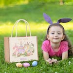 Personalisierte 2025 Osterhase Eier große Jute Tragetasche mit Namen Eier jagen glückliche Ostern Geschenk für Jungen Mädchen