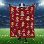 Manta suave personalizada con cara de dibujo animado y foto de jugador de fútbol con nombre Decoración del hogar Regalo de cumpleaños para niños amantes del fútbol