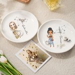 Personalised Zodiac Sign Birth Flower Cartoon Character Name Ceramic Trinket Jewellery Dish Birthday Anniversary Gift for Women Girls