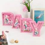 Personalized Alphabet Cartoon Mermaid 26 Letters Money Box Piggy Bank with Name Birthday Gift for Kids