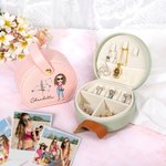 Personalisierte Zodiac Geburt Blume tragbare Leder Hand-held-Schmuck-Etui mit Namen Geburtstag Brautjungfer Muttertag Geschenk für Frauen