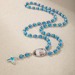 Personalised Photo Cross Beaded Necklace with Angel Wings Cross Pendant Memorial Prayer Religious Gift for Family Christian