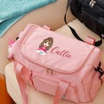 Personalisierte Cartoon Yoga Fitness Mädchen großen Namen Weekender Reisetasche mit mehreren Fächern und Schultergurt Geburtstag Sport Geschenk für Frauen