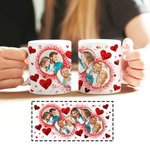 Personalized Glitter Love Heart Couple 4 Photos Collage Ceramic Mug with Handle Valentine's Day Anniversary Gift for Couple