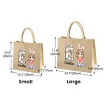 Personalisiertes Tote Bag Jute-Tasche Osterhase Initial Name Cartoon Charakter Ostereiersuche Geburtstag Geschenk für Mädchen Jungen