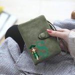 Personalizado Cartoon Graduate carácter tríptico de cuero de la PU Wristlet billetera con la inicial y titular de la tarjeta de graduación de cumpleaños de regalo para las mujeres graduados