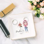 Personalisierte Faux Glitter Sternzeichen Geburt Blume Cartoon Keramik Trinket Schmuck Schale mit Namen Geburtstag Hochzeit Home Decor Geschenk für Frauen Brautjungfer