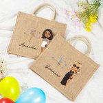 Personalisierte Sternzeichen Geburt Blume Cartoon Charakter große Jute Tragetasche mit Namen Braut Dusche Geburtstag Geschenk für Frauen