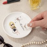 Personalised Zodiac Sign Birth Flower Cartoon Character Name Ceramic Trinket Jewellery Dish Birthday Anniversary Gift for Women Girls
