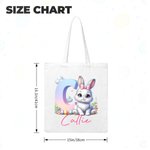 Personalized Cute Bow Bunny Egg Floral Initial Canvas Bag with Name Easter Egg Hunting Game School Party Gift for Kids