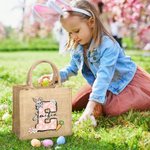 Personalized Cute Easter Bunny Carrot Initial Jute Tote Bag with Name Birthday Easter Party Gift for Kids
