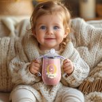 Personalized Initial Forest Animals 10oz Insulated Name Sippy Cup with Lid and Handle Birthday Baby Shower Back to School Gift for Toddler Kids