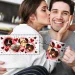 Personalized Glitter Love Heart Couple 4 Photos Collage Ceramic Mug with Handle Valentine's Day Anniversary Gift for Couple