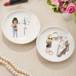 Personalised Zodiac Sign Birth Flower Cartoon Character Name Ceramic Trinket Jewellery Dish Birthday Anniversary Gift for Women Girls