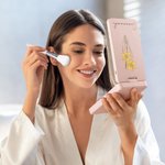 Personalized Watercolor Birth Flower Name 5 Pcs Makeup Brush Set with Rotatable LED Mirror and Data Cable Birthday Wedding Travel Gift for Women