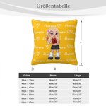 Personalisierter Kissenbezug mit Y2K Modischer Cartoon-Mädchen-Figur Namen Herzen Haus Deko Geburtstag Weihnachten Freundschaft Geschenk für Damen