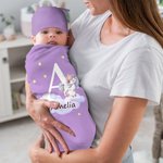 Personalisiertes Weiches Niedliches Tier 100% Baumwolle Schlafsack und Knotenmütze Set mit Initiale Namen Babyparty Taufe Geschenk für Neugeborene