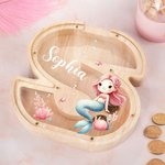 Personalized Alphabet Cartoon Mermaid 26 Letters Money Box Piggy Bank with Name Birthday Gift for Kids