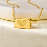 Personalisierte zierliche Herz Umschlag Medaillon Halskette mit eingraviertem Liebesbrief Schmuck Geburtstag Valentinstag Geschenk für Frauen