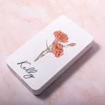 Personalized Watercolor Birth Flower Name 5 Pcs Makeup Brush Set with Rotatable LED Mirror and Data Cable Birthday Wedding Travel Gift for Women