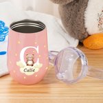 Personalized Initial Forest Animals 10oz Insulated Name Sippy Cup with Lid and Handle Birthday Baby Shower Back to School Gift for Toddler Kids