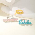 Personalisierte zierliche 3D Bubble Name Ring Multicolor verfügbar Frau Schmuck Geburtstag Jahrestag Valentinstag Geschenk für Sie