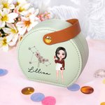 Personalisierte Zodiac Geburt Blume tragbare Leder Hand-held-Schmuck-Etui mit Namen Geburtstag Brautjungfer Muttertag Geschenk für Frauen