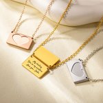 Personalisierte zierliche Herz Umschlag Medaillon Halskette mit eingraviertem Liebesbrief Schmuck Geburtstag Valentinstag Geschenk für Frauen