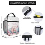 Borsa da pranzo per scuola e picnic portatile impermeabile personalizzato con nome e iniziale design carino rosa fantasia sirena regalo per bambini
