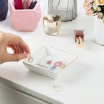 Personalisierte Faux Glitter Sternzeichen Geburt Blume Cartoon Keramik Trinket Schmuck Schale mit Namen Geburtstag Hochzeit Home Decor Geschenk für Frauen Brautjungfer